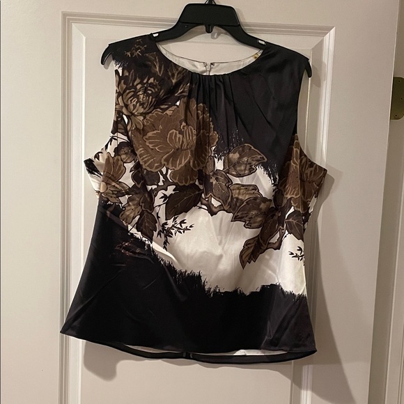Tahari Tops - Tahari Black and Brown Floral Blouse